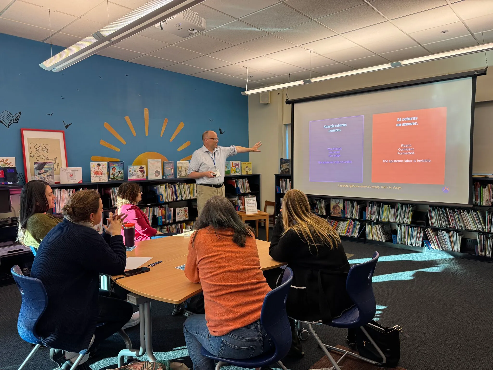 Ian McCullough presenting to a small group at The Learning Frontier conference, Gideon Hausner Jewish Day School